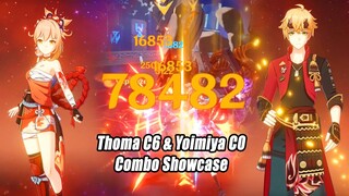 Thoma C6 & Yoimiya C0 Damage Showcase - 2.2 Floor 12 & Open World Test | Genshin Impact