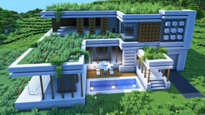 survival modern house in Minecraft