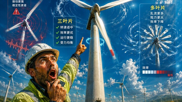Why aren’t wind turbine blades two or four in number?