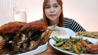 BINAGOONGAN RICE ENSALADANG TALONG ADOBONG KANG KONG AT DAING NA BANGUS MUKBANG