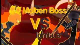 A heated battle between Molten Boss and Ignitus ( Tower Defense Simulator and Tower Blitz)