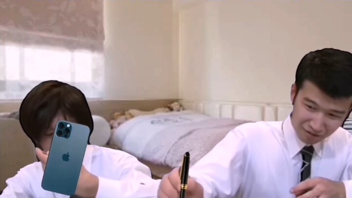 During winter vacation, two people rushing their homework (despair)