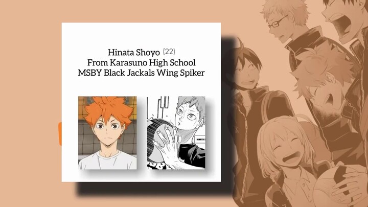 Haikyuu characters Post-timeskip / Hinata ,Kageyama, Karasuno,...