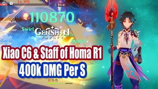 Genshin Impact - Xiao C6 & Staff of Homa R1 Floor 12 Gameplay - 400k DMG Per S - Low HP