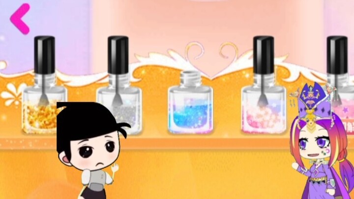 Wuliuqi helps Bibi Dong do purple manicure