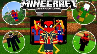 แจก+แอดออนสไปเดอร์แมนโครตเจ๋ง!!มีชุดเยอะทุกภาคเหมือนในหนังมาก Minecraft pe 1.16.221 Addon spiderman