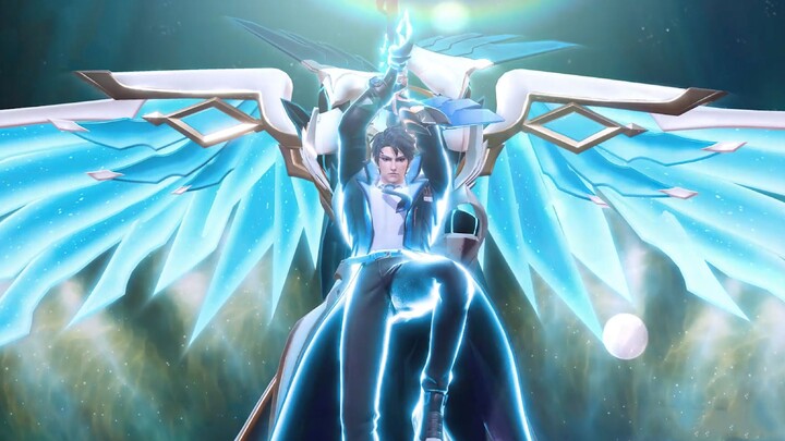 Knight of the Dawn Guardian, fully evolved! True Angel Armor! Wings of light unfurl! The Cat Shadow 