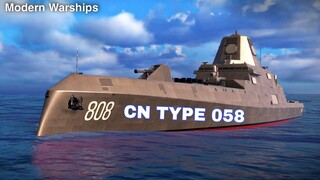 Modern Warships: CN TYPE 058 in action No Hero equipment.