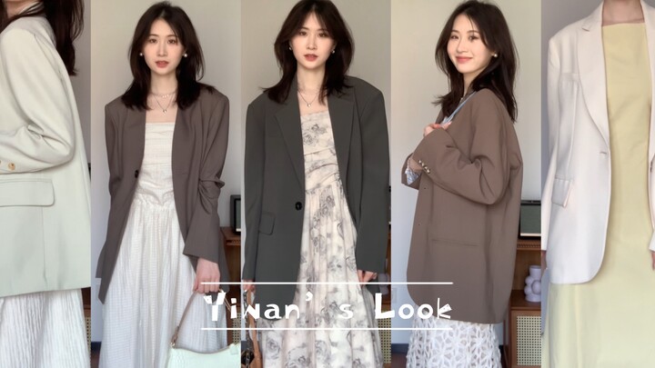 Slip dresses and suits are the perfect spring‑summer pairing~