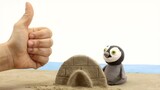 Penguin making sand igloo 😍😍😍😍😍 BabyClay