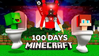 We Survived 100 Days Of SPEAKER MAN TV Man Mikey an JJ SKIBIDI TOILET in Minecraft Challenge Maizen