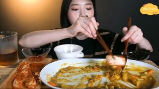 Cơm cà ri trứng, kim chi, rong biển 9 #amthuc