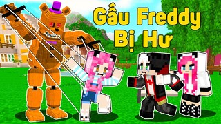 MỀU THỬ THÁCH 24 GIỜ XÂY NHÀ HÀNG GẤU FREDDY TRONG MINECRAFT*REDHOOD CỨU MỀU KHỎI ROBOT FREDDY BỊ HƯ