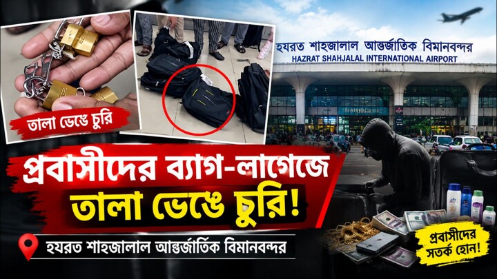 হযরত শাহজালাল আন্তর্জাতিক বিমানবন্দরে প্রবাসীদের লাগেজের তালা ভেঙ্গে টাকা-পয়সা মালামাল চুরি!!