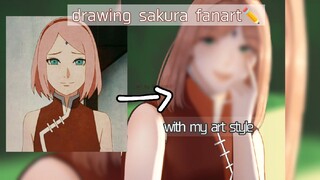 drawing sakura fanart  with my art style 🤩|digital art