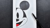 Easy cartoon drawing | how to draw Mickey Mouse half face | drawing tutorial