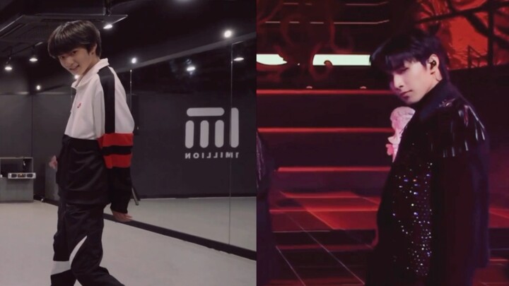 หลิวเหยาเหวิน วัย 13 ปีและ 16 ปี เต้นรำเพลง "Sucker" ร่วมกันบนเวทีเดียวกันข้ามกาลเวลาและสถานที่