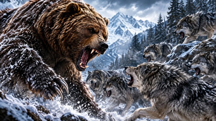 Fight a Bear and wolves