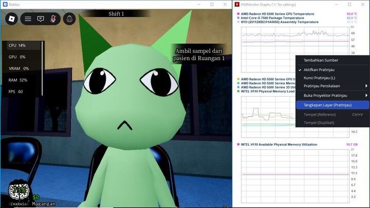 Intel I5 7500 + AMD Radeon HD 5500 Series - ROBLOX Low Graphic