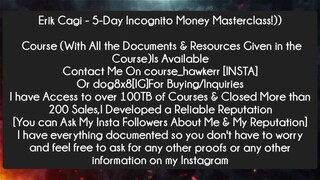 Erik Cagi - 5-Day Incognito Money Masterclass Course Download