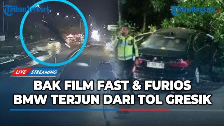 🔴 Fokus Lihat Google Maps, Mobil BMW Terjun Bebas Dari Tol Krian-Gresik, Bak Film Fast & Furios
