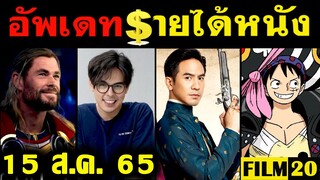 อัพเดทรายได้หนัง บุพเพสันนิวาส 2 - Thor - Minions - Top Gun - One Piece อื่นๆ ณ 15 ส.ค. 65