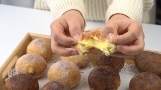 Bánh Donut nhân kem trứng 💕 #monngonmoingay