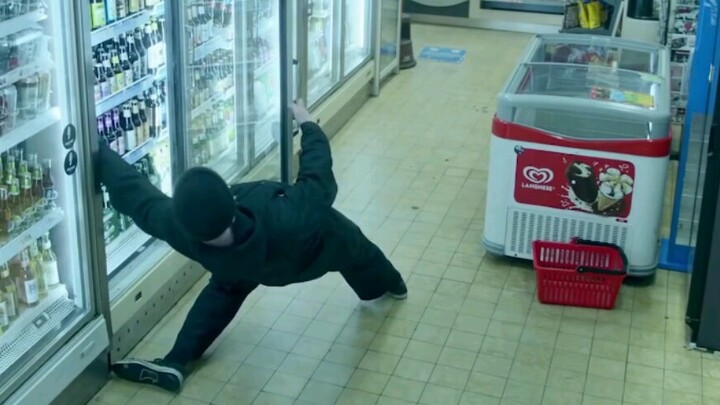 Russian drunk buying alcohol