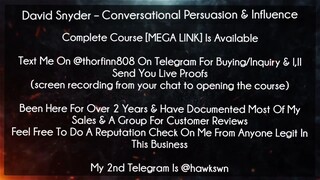 David Snyder Course Conversational Persuasion & Influence download