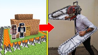 CHAINSAW MAN Tấn Công Nhà Được Bảo Vệ Bởi bqThanh và Ốc Trong Minecraft