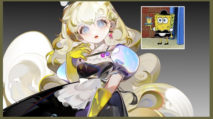【Takeno】Screen recording of Spongebob maid costume painting