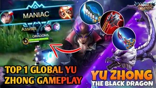 TOP 1 GLOBAL YU ZHONG BLACK DRAGON PERFECT BUILD AND ROTATION GAMEPLAY | MOBILE LEGENDS: BANGBANG