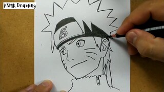 ASMR drawing Naruto ... VERY EASY ,, how to draw NARUTO manga from japan