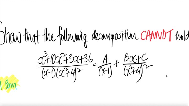 U Penn: Show that the following decomposition CANNOT hold ...