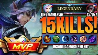 LEGENDARY!!! 15/0/7 KDA | No Death Ling | #Ling Gameplay #MLBB