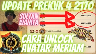 CARA UNLOCK AVATAR MERIAM | UPDATE PRE KVK 4 2170 | SULTAN TRAINING 600JT pt | RISE OF KINGDOMS INDO