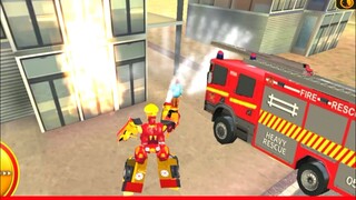 Main Mobil Mobilan Pemadam Kebakaran 🤣 Menolong Mobil Truk Oleng Rusak - Firefighter Robot Transform