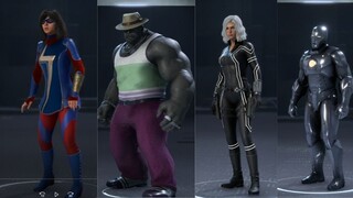Marvels Avengers All Outfits/Costumes Showcase - (MS Marvel , Hulk , Iron Man & Black Widow)