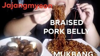 JAJANGMYEON BLACK BEAN NOODLES//BRAISED PORK BELLY WITH EGGS//NO TALKING//MUKBANG