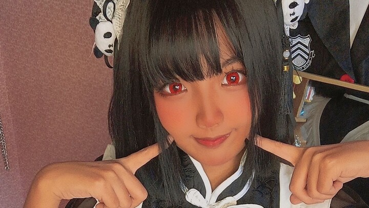 Cô nàng lolita da ngăm thử mặc phong cách Trung Hoa丨Nữ hầu tinh gấu trúc Oli! Tóc búi hộp siêu đáng 