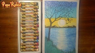 Scenery Easy draw using Oil Pastel ( step by Step)  for beginner