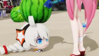 Would you like to cut watermelon (Kiana) with Yae Sakura?