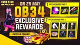 FREE Rewards On 25 May in Free Fire | 25 May Updates Free Fire |OB 34 Patch Update Free Fire |