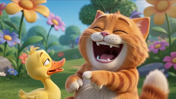 Crazy cat Vs baby duck