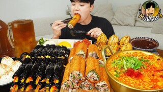 ASMR MUKBANG 직접 만든 순두부 열라면 김밥 김치 유부초밥 먹방! RAMYEON & KIMBAP MUKBANG EATING SOUND!