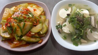 bầu sốt cà .bầu nấu nấu .hai món chay.thanh đạm