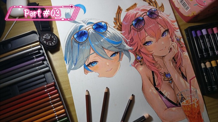 Proses WIP Project ke-19 | Anime Drawing, Part #03 DrawNime | Tutorial menggambar Character Yae Miko