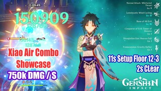 Xiao 11s Setup Floor 12-3 - 2s Clear - 750k DMG Per S Air Commbo - Genshin Impact