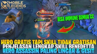 PENJELASAN LENGKAP SKILL & TUTORIAL BENEDETTA - HERO ASSASSIN PALING LINCAH & GESIT! MOBILE LEGENDS