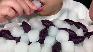 Eat Sprite lemon ice cubes + mini purple potatoes, listen different!